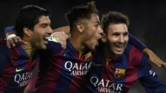 Berikut 5 trisula tertajam dalam sejarah sepak bola dunia. (Foto: AFP/Lluis Gene)