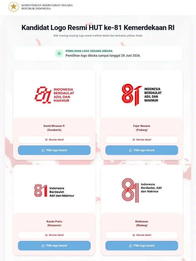 Melihat 5 Desain Logo HUT ke-81 RI, Publik Bisa Ikut Pilih