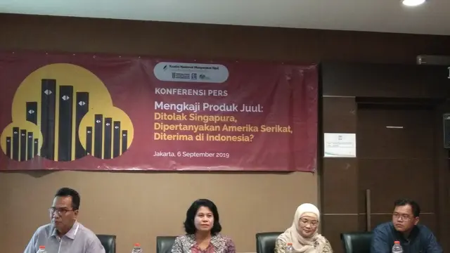 Konferensi pers terkait perederan rokok elektrik di Indonesia. (Foto: Giovani Dio/Liputan6.com)