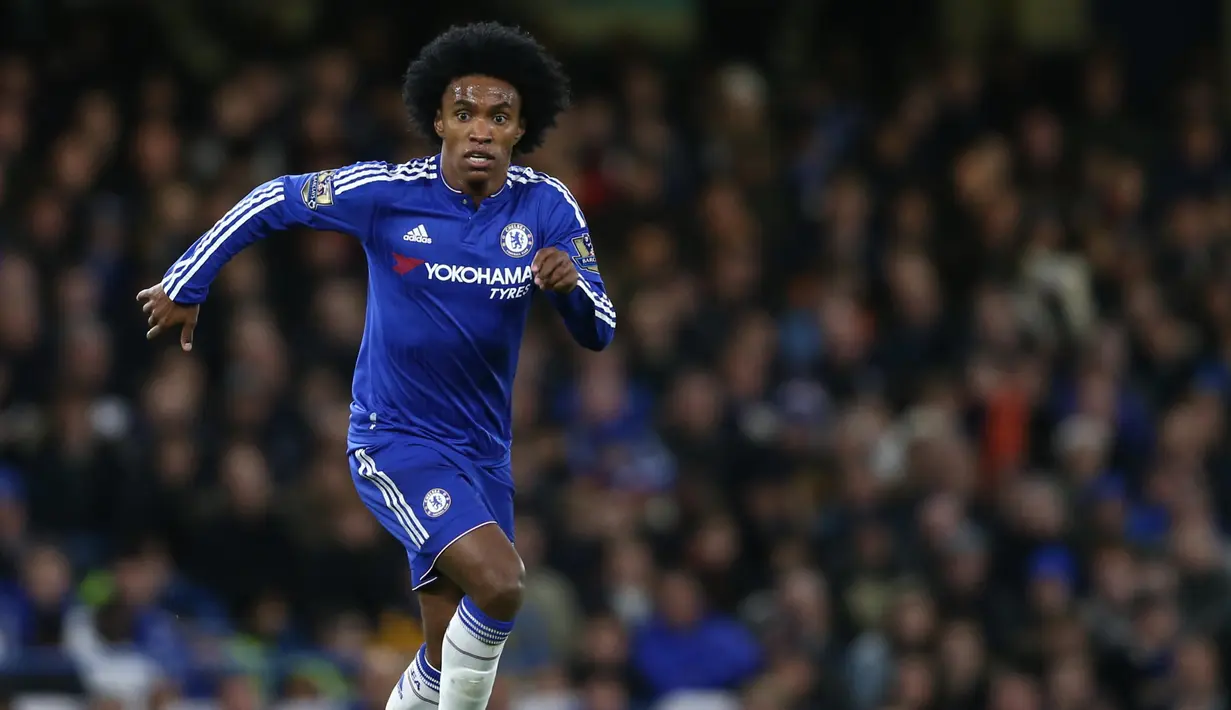 Pemain Chelsea, Willian telah mencetak 5 gol hingga leg kedua, Kamis 10/12/2015).  (AFP Photo/Justin Tallis)