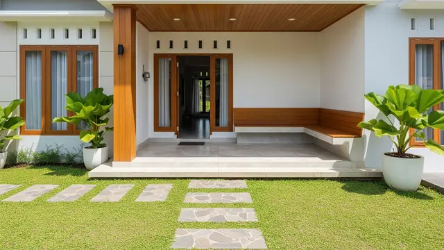 Teras Minimalis dengan Sentuhan Kayu Alami