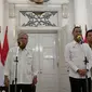 Penjabat (Pj) Gubernur DKI Jakarta, Heru Budi Hartono bersama Menteri PUPR RI usai menghadiri Rapat Pimpinan (Rapim) tentang Pembahasan Rencana Penataan Kawasan Monumen Nasional. (Liputan6.com/Winda Nelfira)