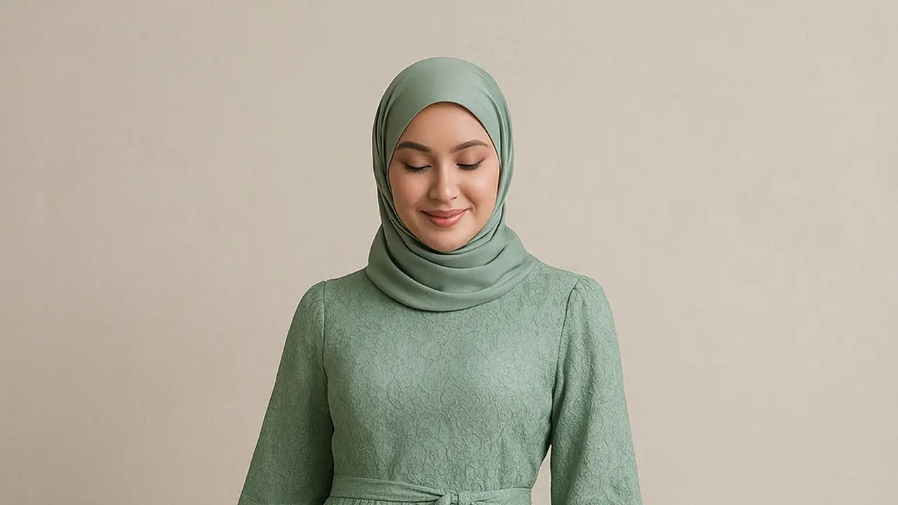 Gamis Brokat Islami Warna Sage (ChatGPT)