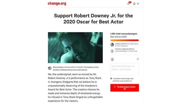 Petisi untuk Robert Downey Jr. (change.org)