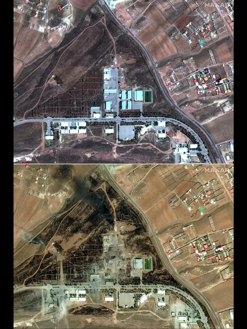 Pemandangan Lokasi Fasilitas Penyimpanan Rudal Iran Sebelum dan Sesudah Diserang Israel