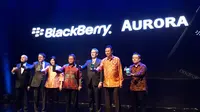 Peluncuran BlackBerry Aurora turut dihadiri Menteri Komunikasi dan Informatika Rudiantara di Jakarta, Kamis (9/3/2017). (Liputan6.com/Agustinus M Damar)