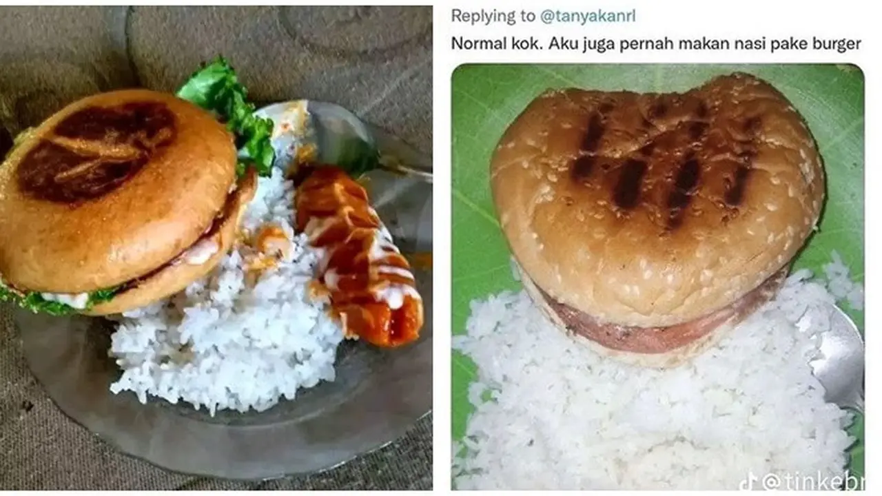 6 Potret Makan Burger Pakai Nasi Ini Nyeleneh, Orang Indonesia Banget
