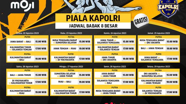 Jadwal Live Streaming Piala Kapolri Babak 8 Besar di Vidio, 22-29 Agutsus 2023
