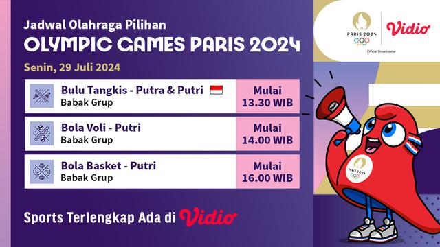Jadwal Olimpiade Paris 2024, 29 Juli 2024
