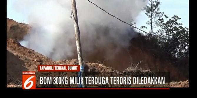 Gegana Ledakan 3 Kuintal Bom Milik Terduga Teroris Sibolga di Bukit Sibuluan