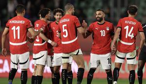 Pemain Mesir, Mohamed Salah merayakan kemenangan atas Benin dalam laga 16 besar Piala Afrika 2025 di Grand Stadium, Agadir, Maroko, Senin (05/01/2026) waktu setempat. (AFP/Franck Fife)