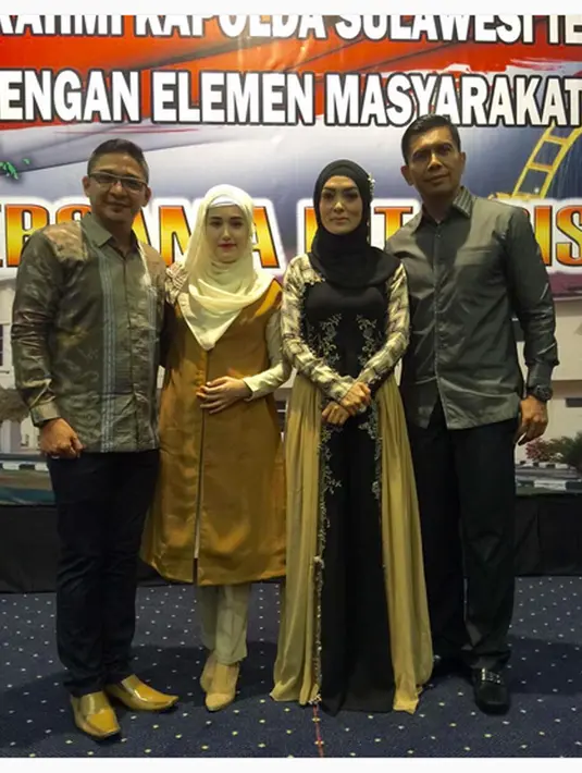 Adelia bersama suaminya, Sigit Purnomo saat bersilaturahmi dengan Kapolda Sulawesi Tengah yang baru diangkat. (Instagram/@adeliapasha)