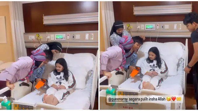 Jatuh dari Ketinggian 2 Meter, Ini 6 Potret Arsy Hermansyah Dijenguk Sahabatnya