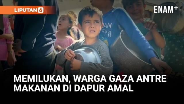 Puluhan warga Gaza mengantre makanan di dapur amal di tengah lonjakan harga pangan. Dua tahun perang membuat kehidupan semakin sulit meski gencatan senjata masih berlaku.