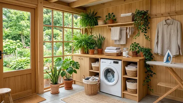 Desain Ruang Cuci dan Setrika Kecil di Belakang Rumah/AI Generated