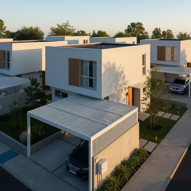 Desain Rumah di Cluster Kecil Ada Carport