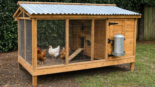 Kandang dengan Tempat Minum di Pintu Samping