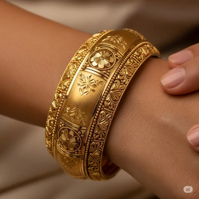 Bangle Ukiran Halus Motif Floral/Geometris