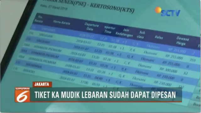 PT KAI akan membuka penjualan tiket mudik lebaran dari 7 Maret hingga 28 Maret 2018 untuk periode keberangkatan 5 Juni hingga 26 Juni 2018.