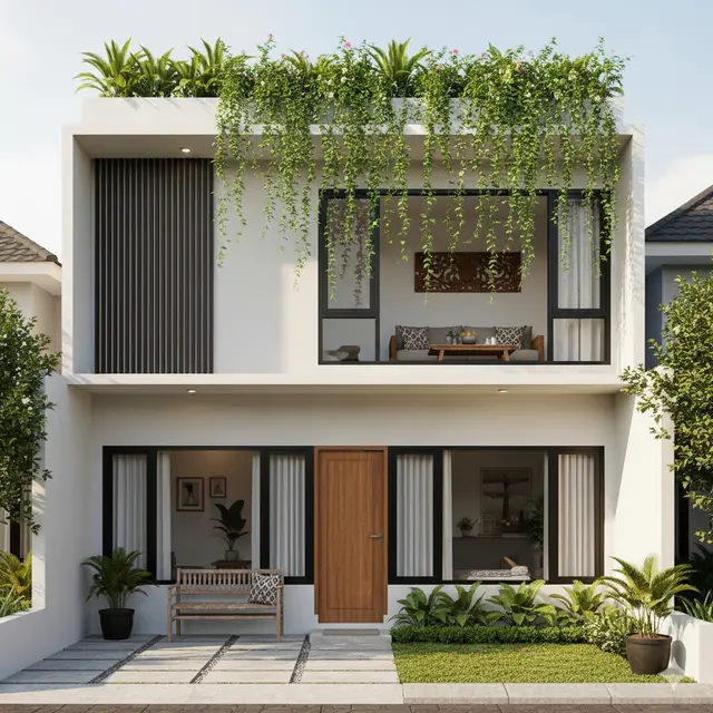 Rumah di Lahan Terbatas dengan Mezzanine dan Rooftop