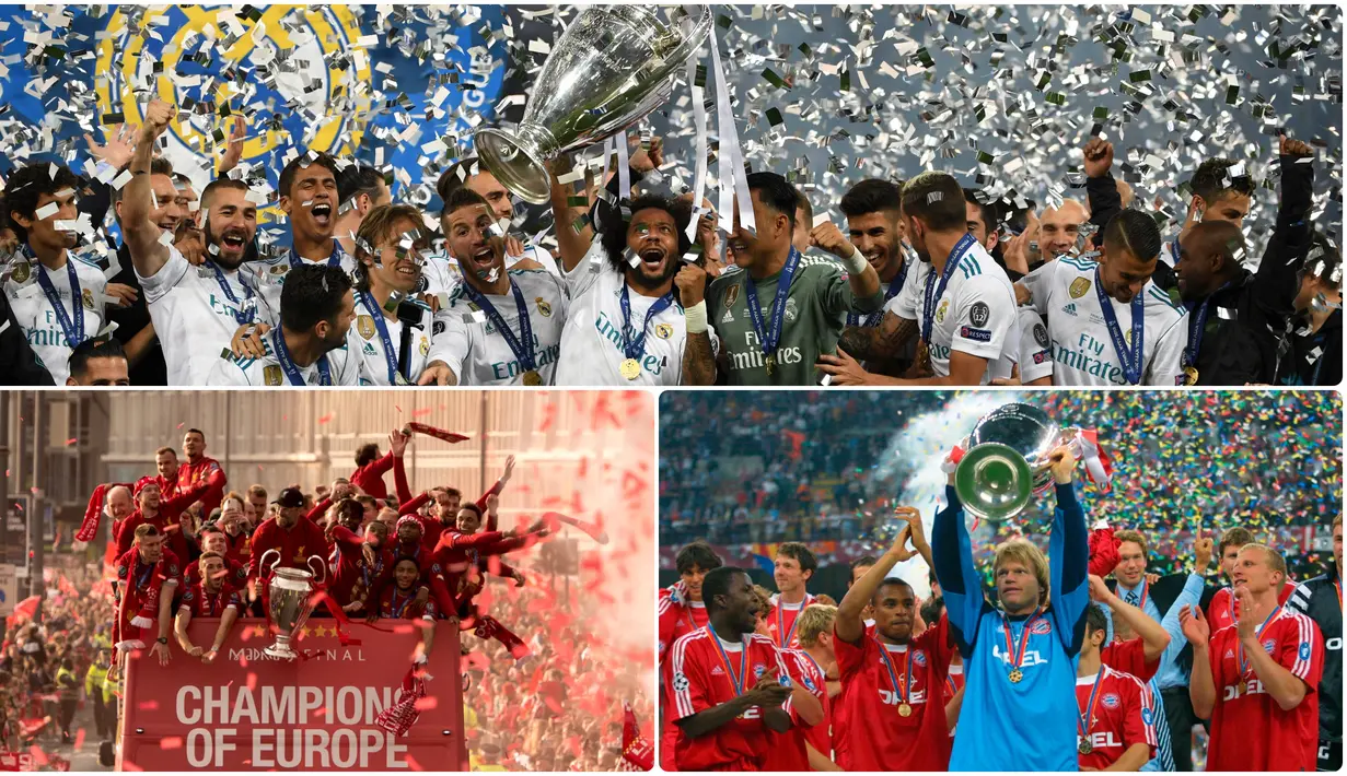 Liga Champions atau UEFA Champions League menjadi kejuaraan kasta tertinggi sepak bola antar klub di Eropa. Berikut 5 klub yang meraih banyak trofi Liga Champions. (kolase foto AFP)