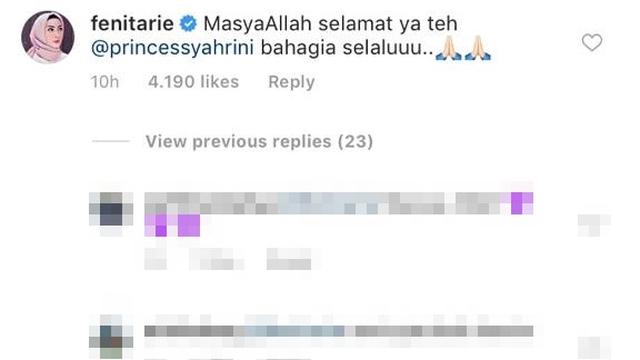 Ucapan selamat untuk Syahrini (foto: instagram @princessyahrini)