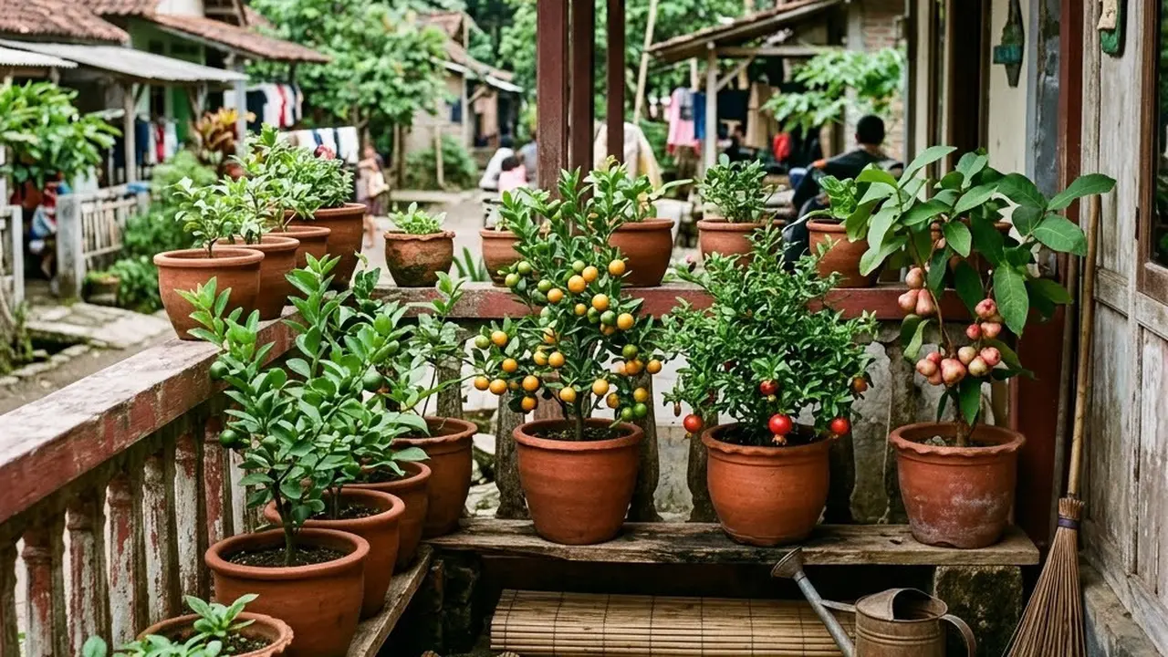 Inspirasi Edible Garden Buah Mini di Teras Rumah Kampung