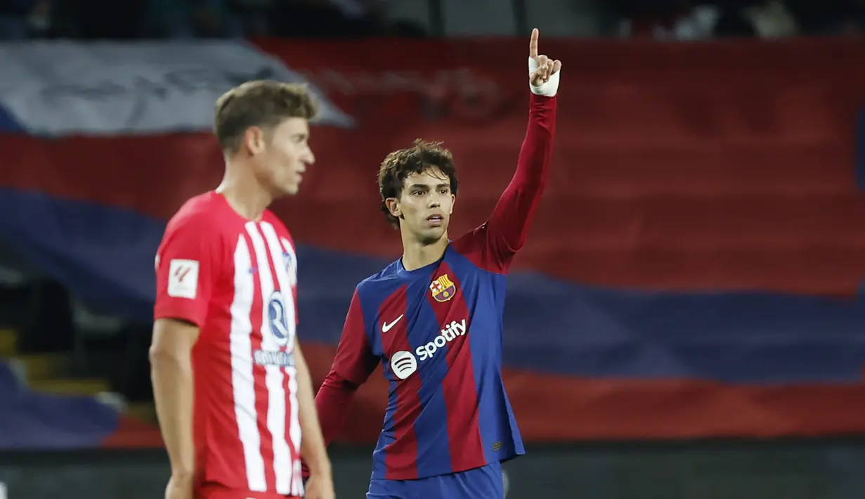 Gol semata wayang kemenangan Barca dicetak oleh Joao Felix (28'), pemain yang dipinjamkan Atletico. (AP Photo/Joan Monfort)
