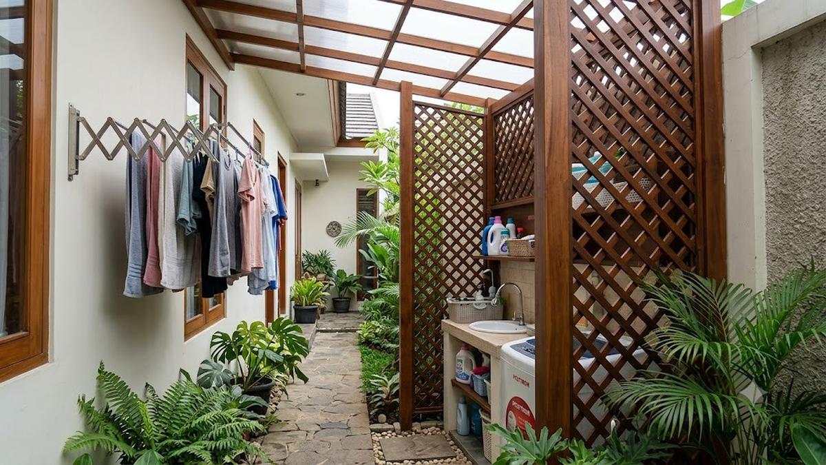 10 Ide Ruang Jemur Samping Rumah yang Tidak Terlihat dari Depan, Estetik dan Unik