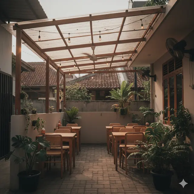 Desain Warung Makan Outdoor Lahan Sempit