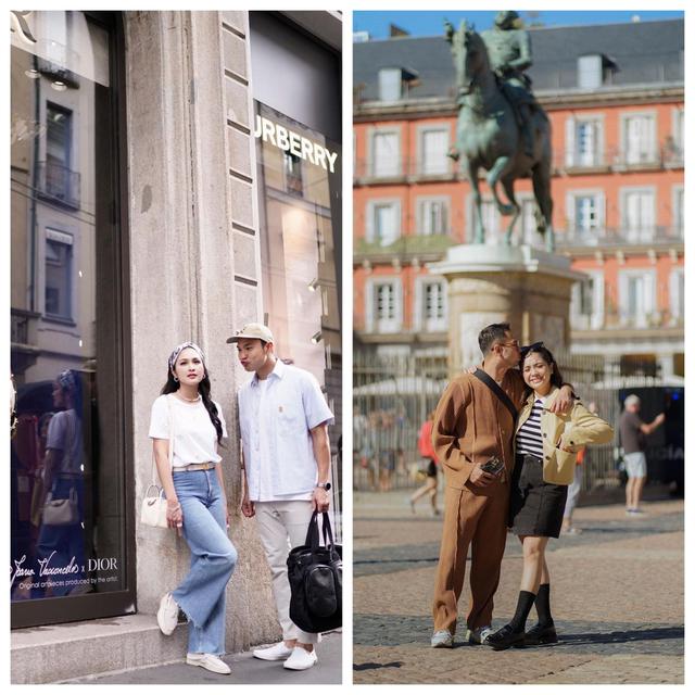 Potret Gaya Liburan Sandra-Harvey dan Raffi-Nagita