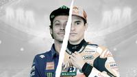 Valentino Rossi dan Marc Marquez. (Bola.com/Dody Iryawan)