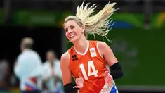Laura Dijkema adalah atlet bola voli Belanda yang ikut pada gelaran Olimpiade Rio 2016 di Brasil. (AFP/Pedro Ugarte)