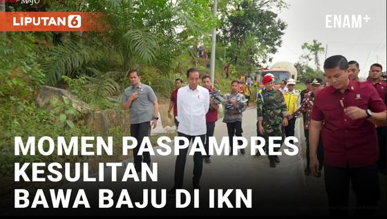 VIDEO: Kocak! Paspampres Kesulitan Bawa Baju saat Temani Jokowi di IKN