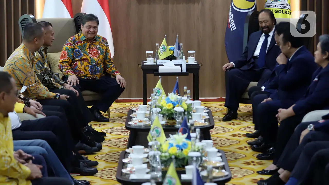 Surya Paloh ke Markas Golkar, Disambut Airlangga Hartarto