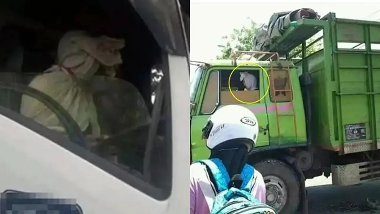 Kumpulan Potret Pocong Nebeng Truk, Mungkin Sudah Lelah Loncat-Loncat