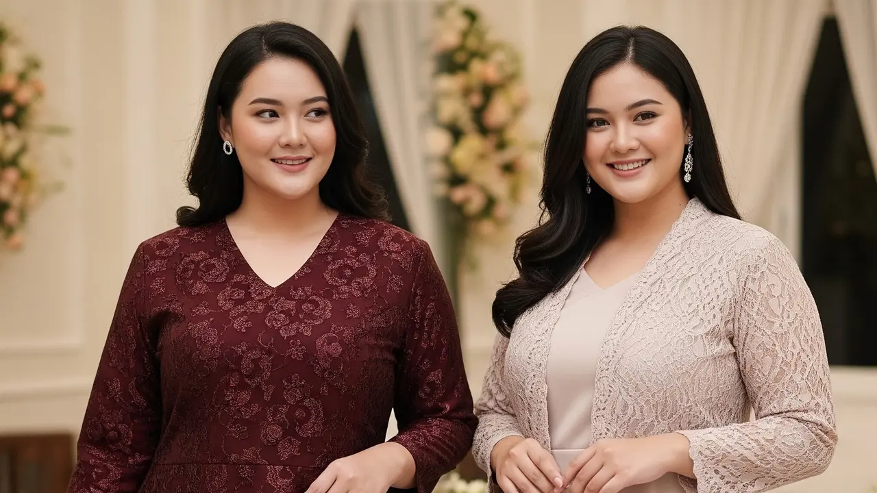 Model Gaun Brokat untuk Dada Besar
