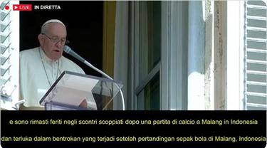 Paus Fransiskus Ikut Doakan Korban Insiden Kanjuruhan Malang, Ucap Duka Cita