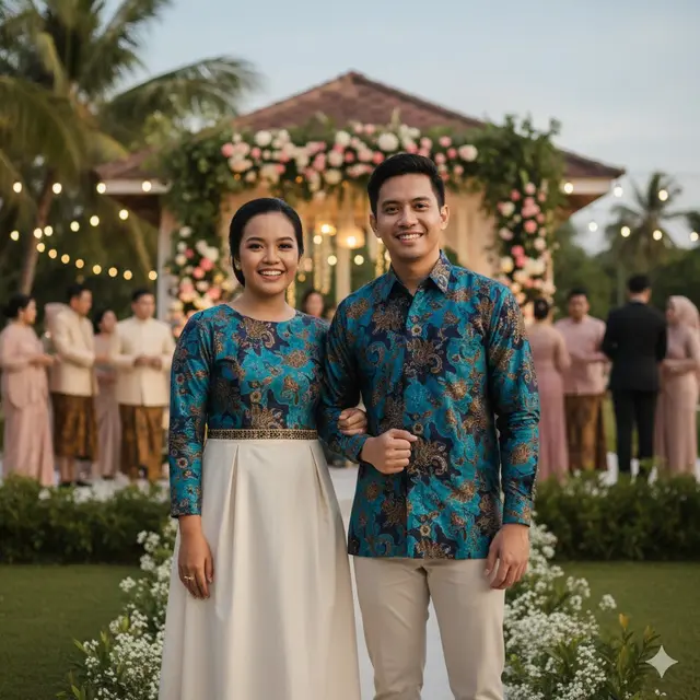 Model Gamis Terbaru Kombinasi Batik dan Polos (Image by AI)