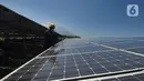 Pekerja merawat solar cell di Pembangkit Listrik Tenga Surya (PLTS) 1 MWp, Bangli, Bali, Selasa (31/8/2021). Selain menjual listrik ke PLN, PLTS 1 MWp ini juga mengembangkan sistem pertanian hidroponik dengan sumber listrik dari tenaga surya. (merdeka.com/Arie Basuki)