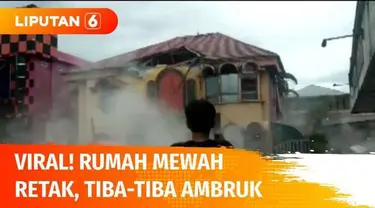 Viral, penjaga dapat laporan sering terdengar bunyi retakan dari dalam rumah, saat diperiksa tiba-tiba rumah mewah tak berpenghuni ini ambruk seketika.