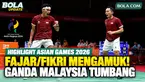 Highlight pertandingan perempat final badminton beregu putra Asian Games Aichi-Nagoya 2026 antara Indonesia vs Malaysia. Fajar Alfian/Muhammad Shohibul Fikri sukses mengalahkan Goh Sze Fei/Nur Izzuddin melalui pertarungan tiga gim dengan skor 21-15, ...