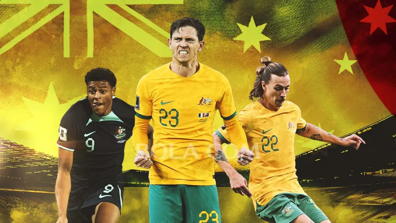 Ilustrasi - Trio pemain Timnas Australia