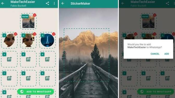 Stiker WhatsApp--Aplikasi Sticker Maker. Dok: maketecheasier.com
