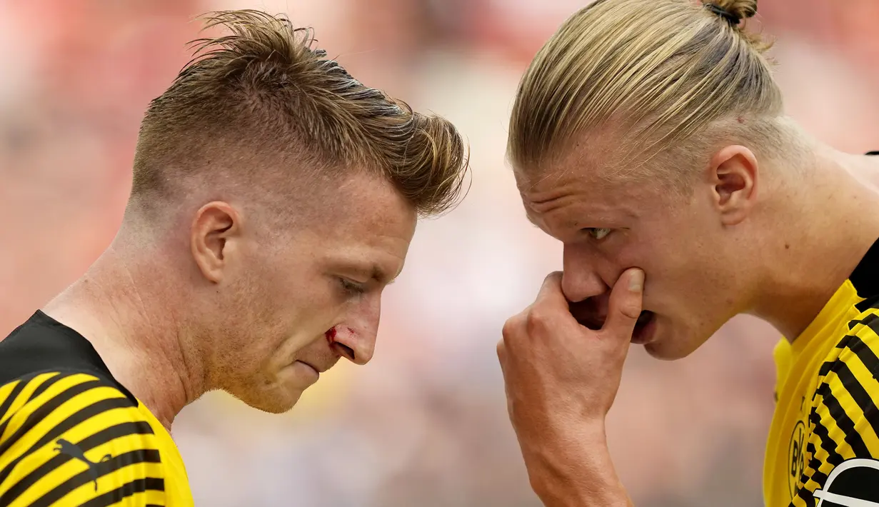 Haaland memang merupakan striker haus gol sejak didatangkan Borussia Dortmund dari RB Salzburg pada awal tahun 2020. Pada musim pertamanya di Jerman, dia berhasil membukukan 16 gol dari 18 pertandingan. (AP/Martin Meissner)