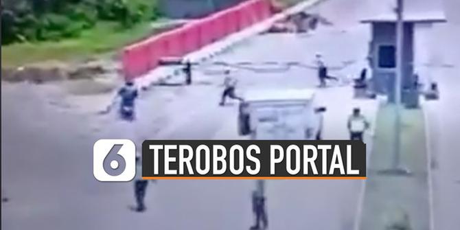 VIDEO: Aksi Jago Pemotor Terobos Portal, Lolos Hadangan Polisi