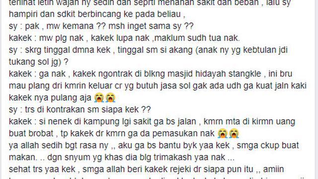 Kisah Pilu Kakek Tukang Sol  Sepatu  di Depok  yang Menunggu 