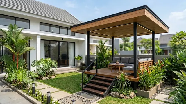 7 Model Gazebo Minimalis Terbaru 2026, Estetik dan Hemat Biaya untuk Lahan Sempit