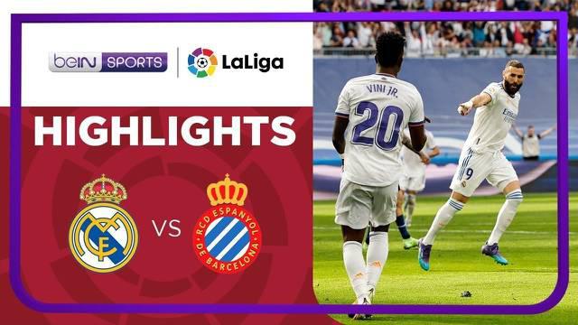 Berita video highlights laga kemenangan Real Madrid atas Espanyol 4-0 pada laga pekan ke-34 Liga Spanyol (LaLiga) 2021/2022, Sabtu (30/4/2022) malam hari WIB.