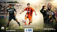 Dari kiri ke kanan: Alex Martins (Dewa United), Mariano Peralta (Borneo FC), dan David Da Silva (Malut United). (Gemini)